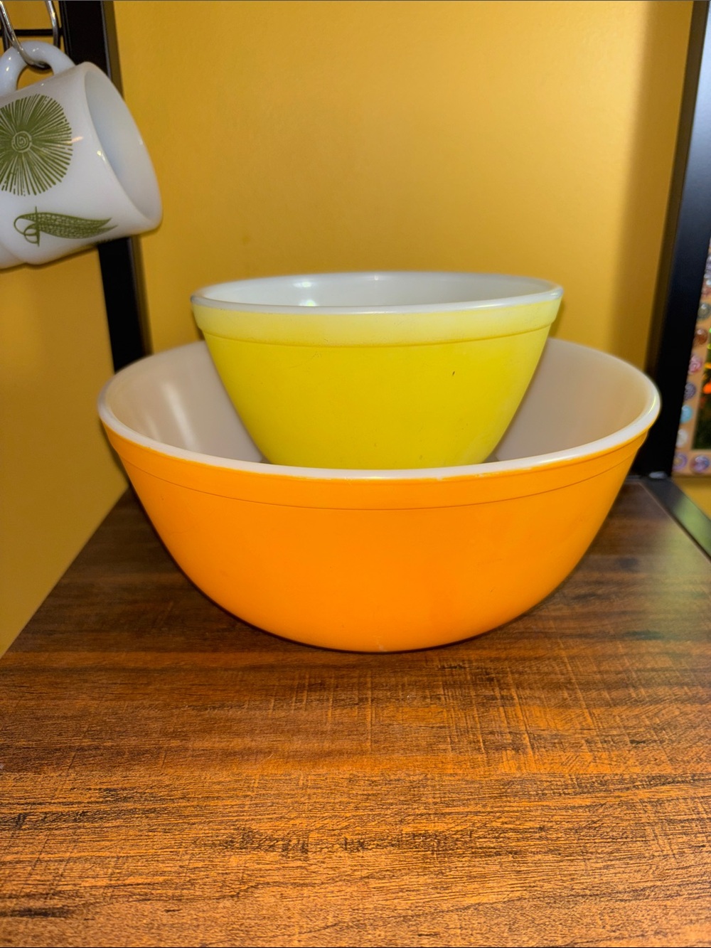 Set of Two Pyrex Yellow and Orange Nesting Bowls